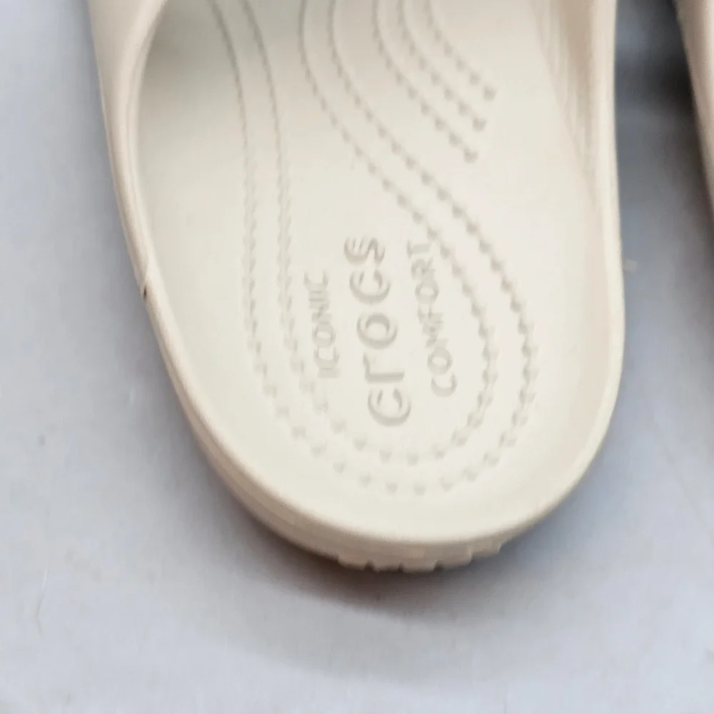Crocs Swiftwater Sandal Womens 9 Beige Tan Strappy Slip On Comfort Slides 203998